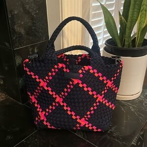 New Harper &Hyde hand bag New w/oTags.Navy blue and neon pink/orange